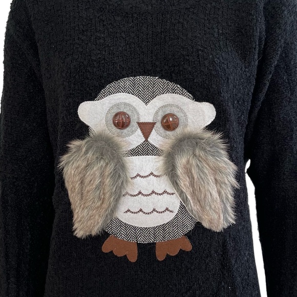 Black Owl Jumper by Jimmy Yoo New with Tags Size 10 - Picture 2 of 4